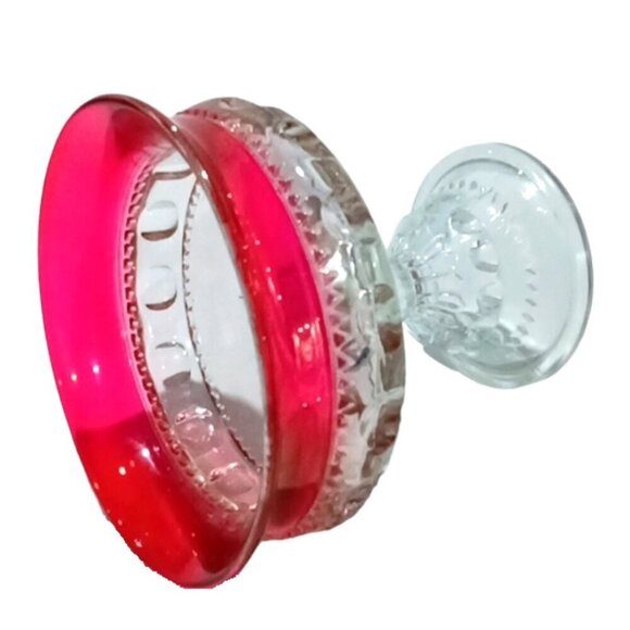 Vintage Lot of 2 Tiffin Franciscan  King's Crown Ruby Flashed Rim Compote Dishes - Picture 5 of 7